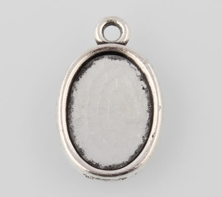 1x Cabochon Hanger Donker Zilver
