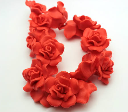 1x Fimo roos Oranje/Rood 3 cm
