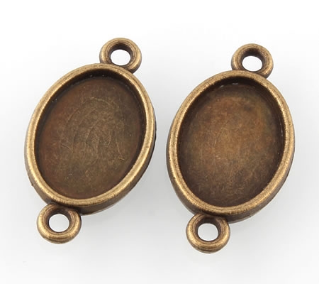1x Cabochon Connector Brons Setting 14 x 10 mm