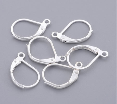 1 Paar oorbelhaakjes Lichtzilver 10 x 15 mm