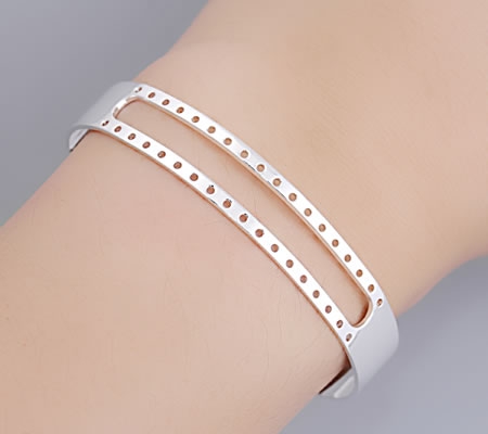 1x Cabochon Armband 11 mm Licht Zilver Borduurgaatjes