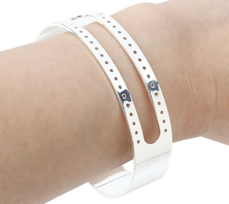 1x Cabochon Armband Licht Zilver Borduurgaatjes