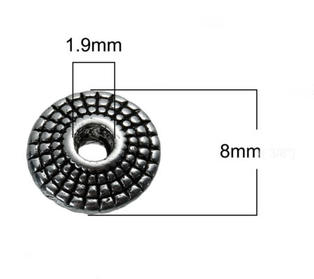 10x Spacerkraaltje Donker Zilver Disc