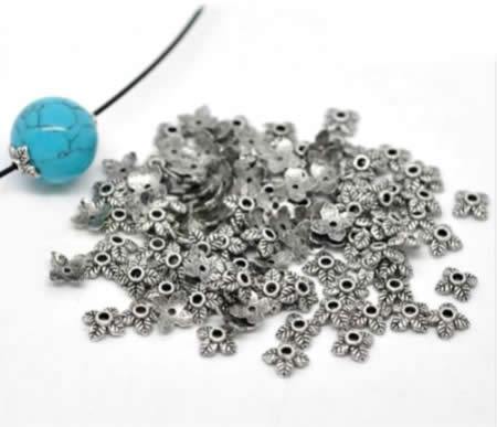 50x Kralenkapjes Donker Zilver 6mm