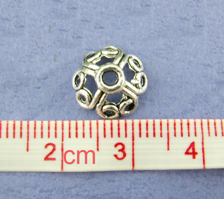 10x Kralen Kapjes Donker zilver 10 mm