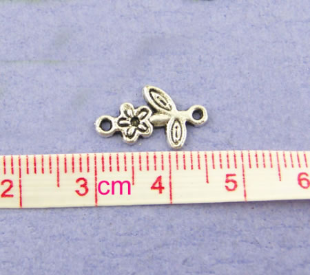 10x Mini Connectortjes donker zilver