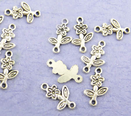 10x Mini Connectortjes donker zilver