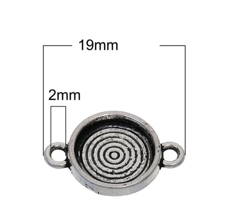 1x Connector Donker zilver Cabochon 10 mm