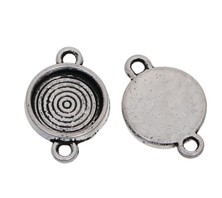 1x Connector Donker zilver Cabochon 10 mm