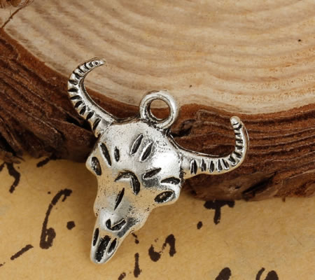 1x Bedeltje Schapenkopje Donker Zilver