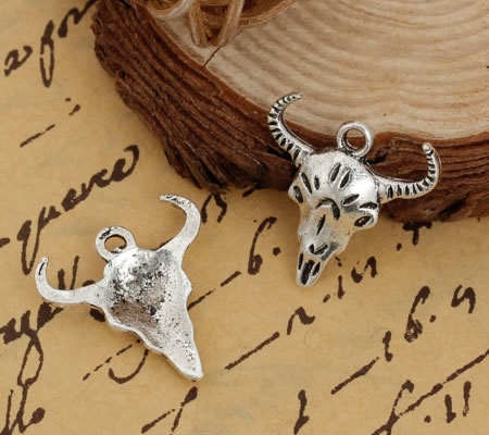 1x Bedeltje Schapenkopje Donker Zilver