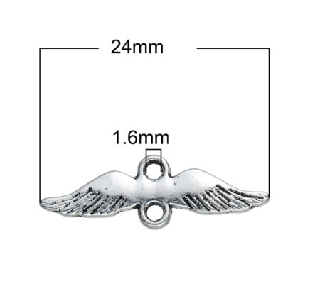 1x Engel Vleugeltje Connector Donker Zilver