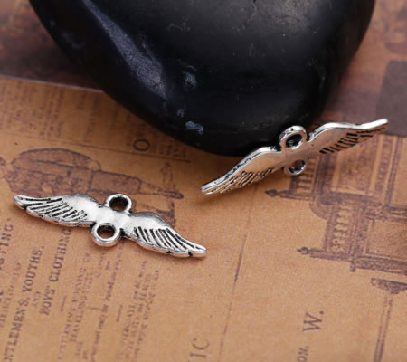 1x Engel Vleugeltje Connector Donker Zilver