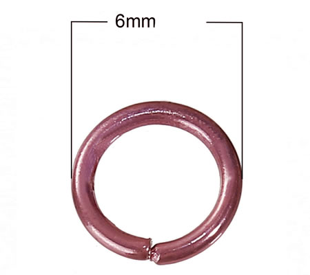 50 stuks open ring 6 mm Fuchsia