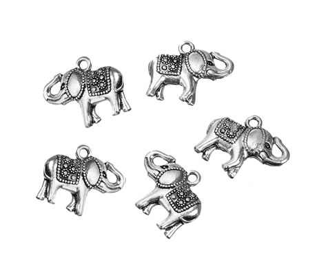 1x Bedeltje Donker Zilver Olifantje