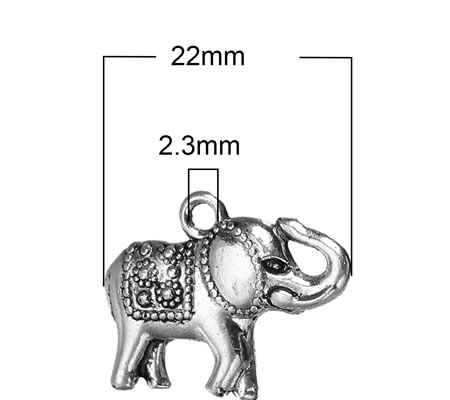 1x Bedeltje Donker Zilver Olifantje