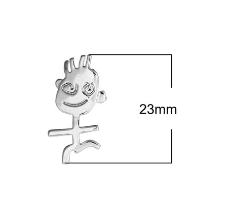 1x Bedel Kindertekening Donker Zilver Mannetje