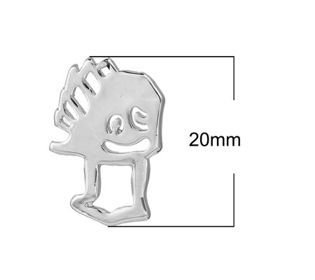 1x Bedel Kindertekening Donker Zilver Poppetje