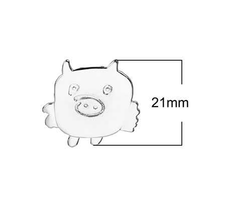 1x Bedel Kindertekening Donker Zilver Varkentje