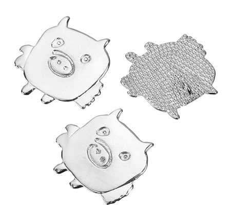 1x Bedel Kindertekening Donker Zilver Varkentje