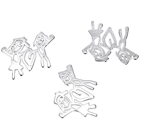 1x Bedel Kindertekening Donker Zilver Verliefd