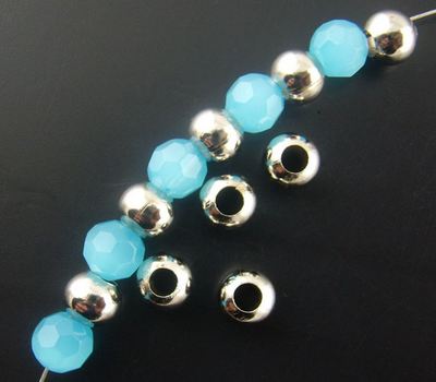 50x Metalen gladde kraal Donker zilver