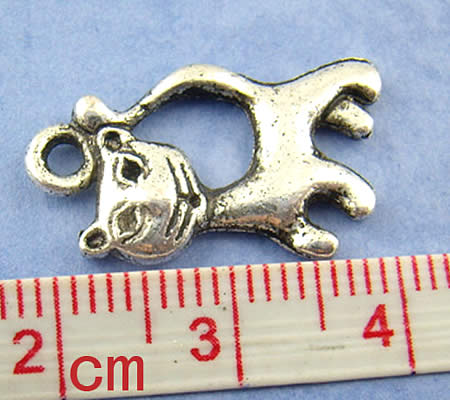 1x Kat Bedeltje Donker Zilver