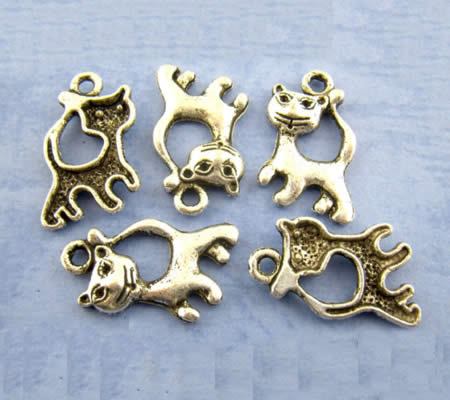 1x Kat Bedeltje Donker Zilver