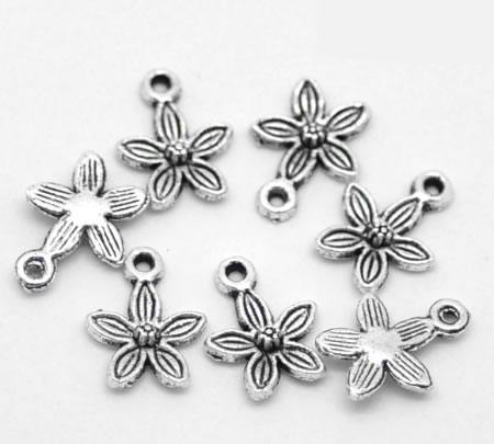 1x Bedel Bloem Donker zilver