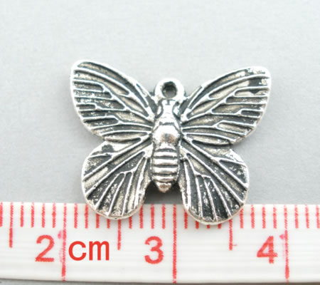 1x Bedel Vlinder Donker Zilver