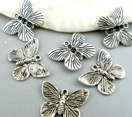 1x Bedel Vlinder Donker Zilver