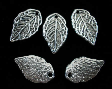 5x bedelblaadjes Donker zilver