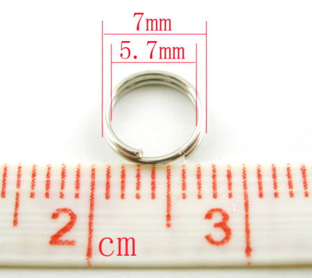 50x Splitring 7 mm Donker Zilver