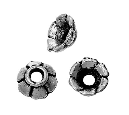 100x Mini Kralen Kapjes Donker Zilver