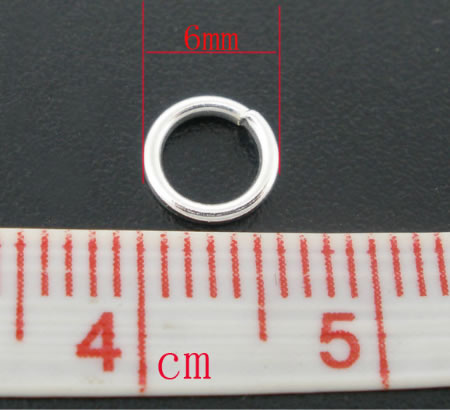 2000 stuks Open ring Lichtzilver 6 mm