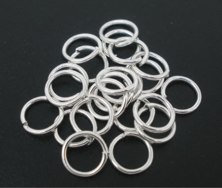 100 stuks Open ring Lichtzilver 6 mm