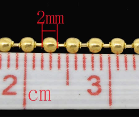 1 meter Ballchain Goudkleurig balletje 1.5 mm