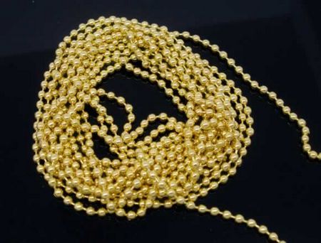 2 meter Ballchain Goudkleurig 2.4 mm
