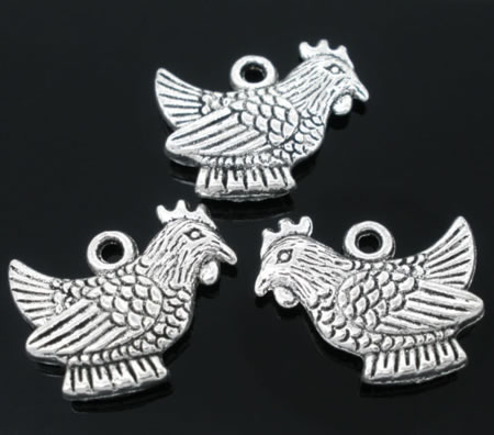 1x Bedeltje Kip Donker Zilver