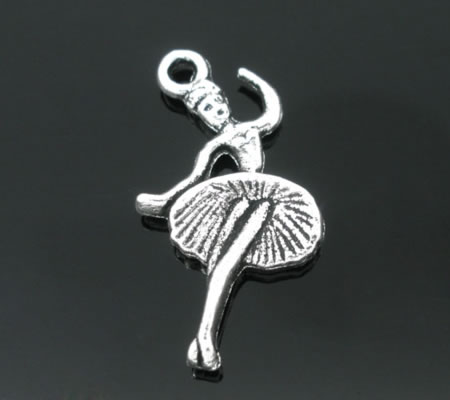 1x Ballerina Bedeltje Donker Zilver