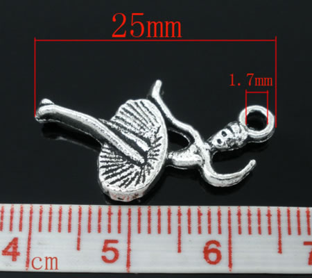 1x Ballerina Bedeltje Donker Zilver