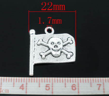 1x Piratenvlag Bedeltje Donker Zilver