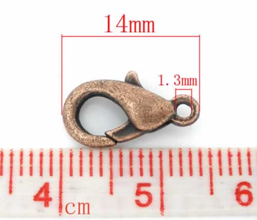 2 stuks Lobsterslotje roodkoper 14 mm