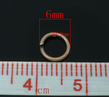 100x Roodkoper Open ring 6 mm