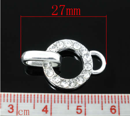 1x Licht zilveren Bedelhanger - Strass