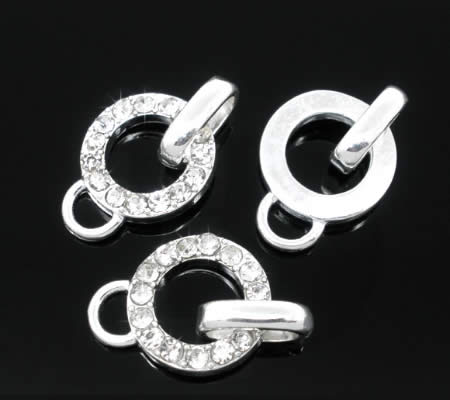 1x Licht zilveren Bedelhanger - Strass