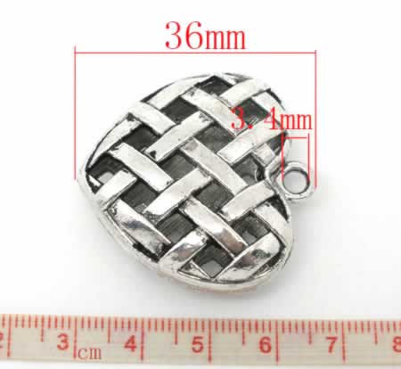 1x Hart Bedel Oud Zilver 36 mm