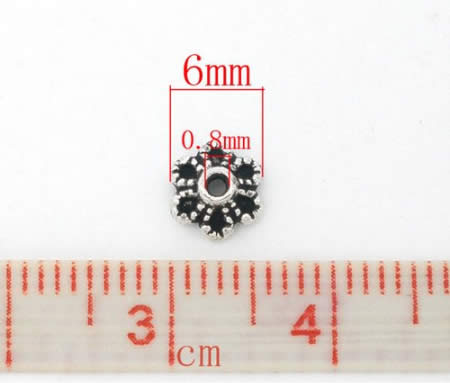 50x Kralenkapjes 6 mm Donker Zilver