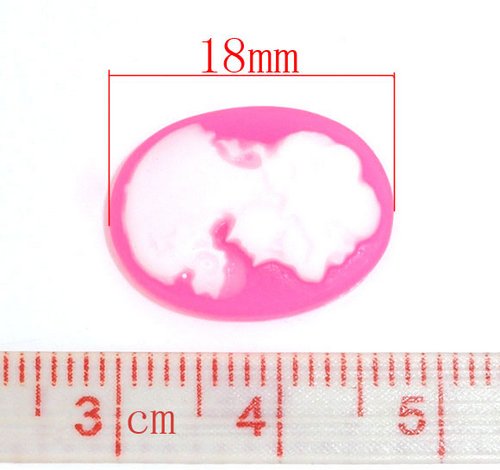 Camee Ovaal Roze wit 13 x 18 mm