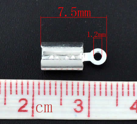 10 stuks koordklem Lichtzilver 7.5 x 5.2 mm